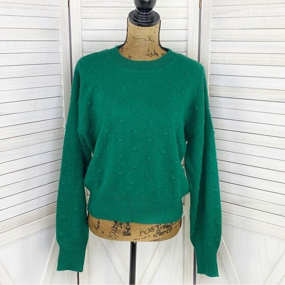 Vylette Bauble Stich Crew Neck Crop Sweater Green Juniors Large Pullover - Picture 1 of 15
